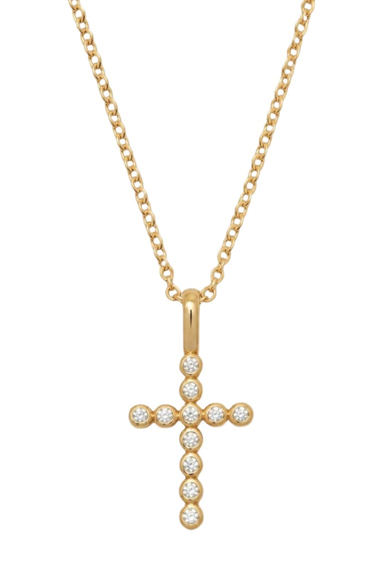 CZ Poppy Cross Charm Necklace, Main, color, Gold Vermeil