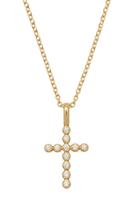 CZ Poppy Cross Charm Necklace