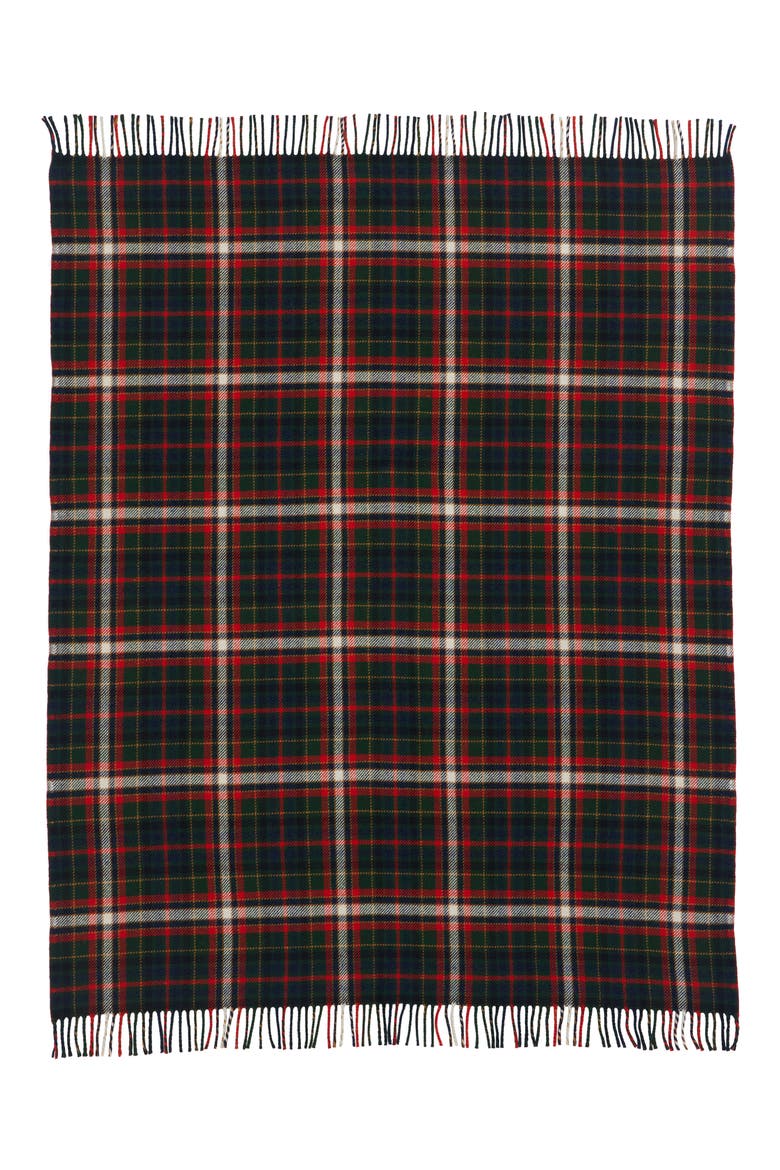 Fireside Virgin Wool Throw, Alternate, color, LAUREN GREEN/ RED