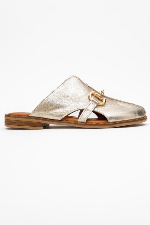 Forever & Always Shoes Favor Leather Mules In Gold