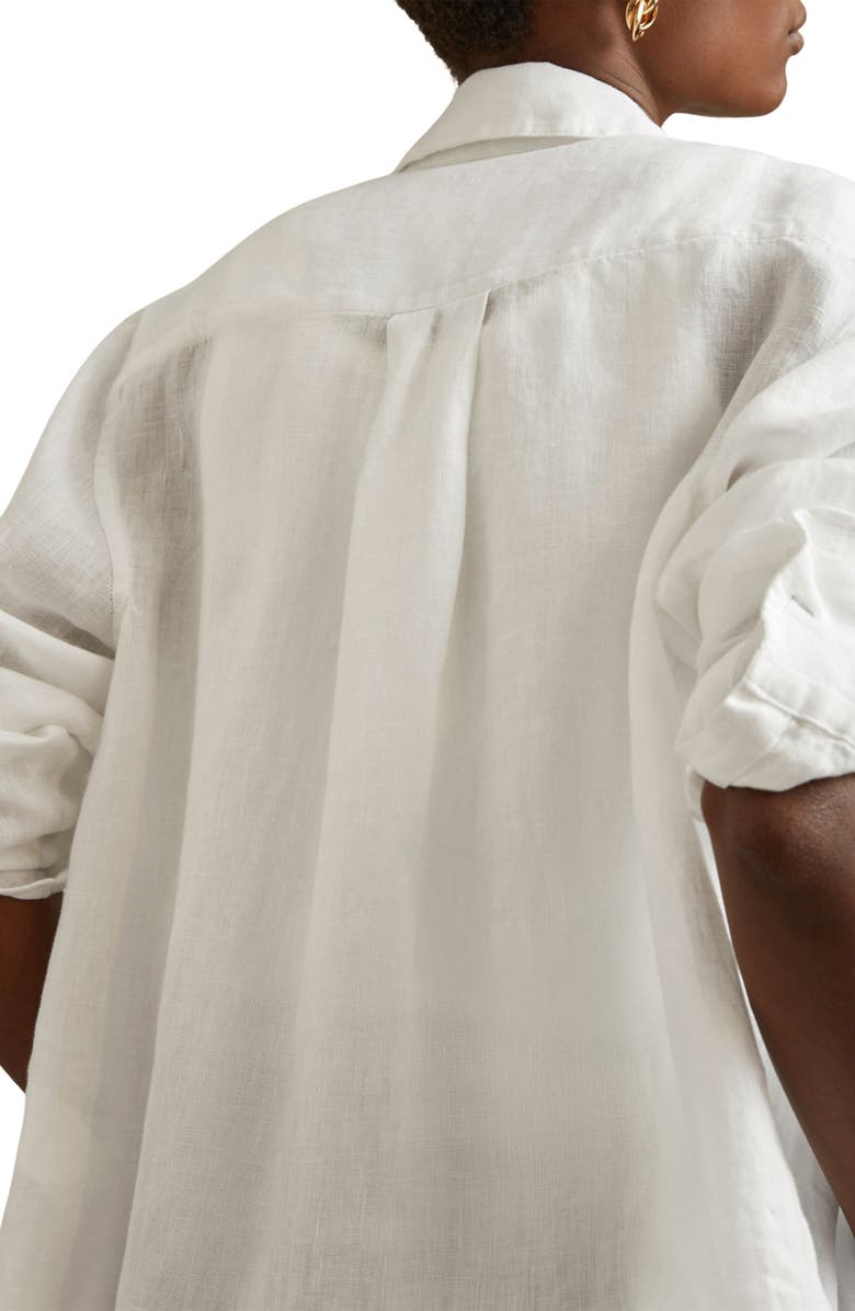 Reiss Belle Linen Button-Up Shirt, Alternate, color, White