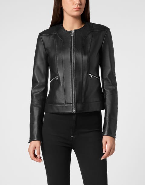 Leather Biker Jacket Ls Women