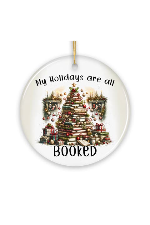 Holidays Are All Booked Book Tree Ceramic Ornament