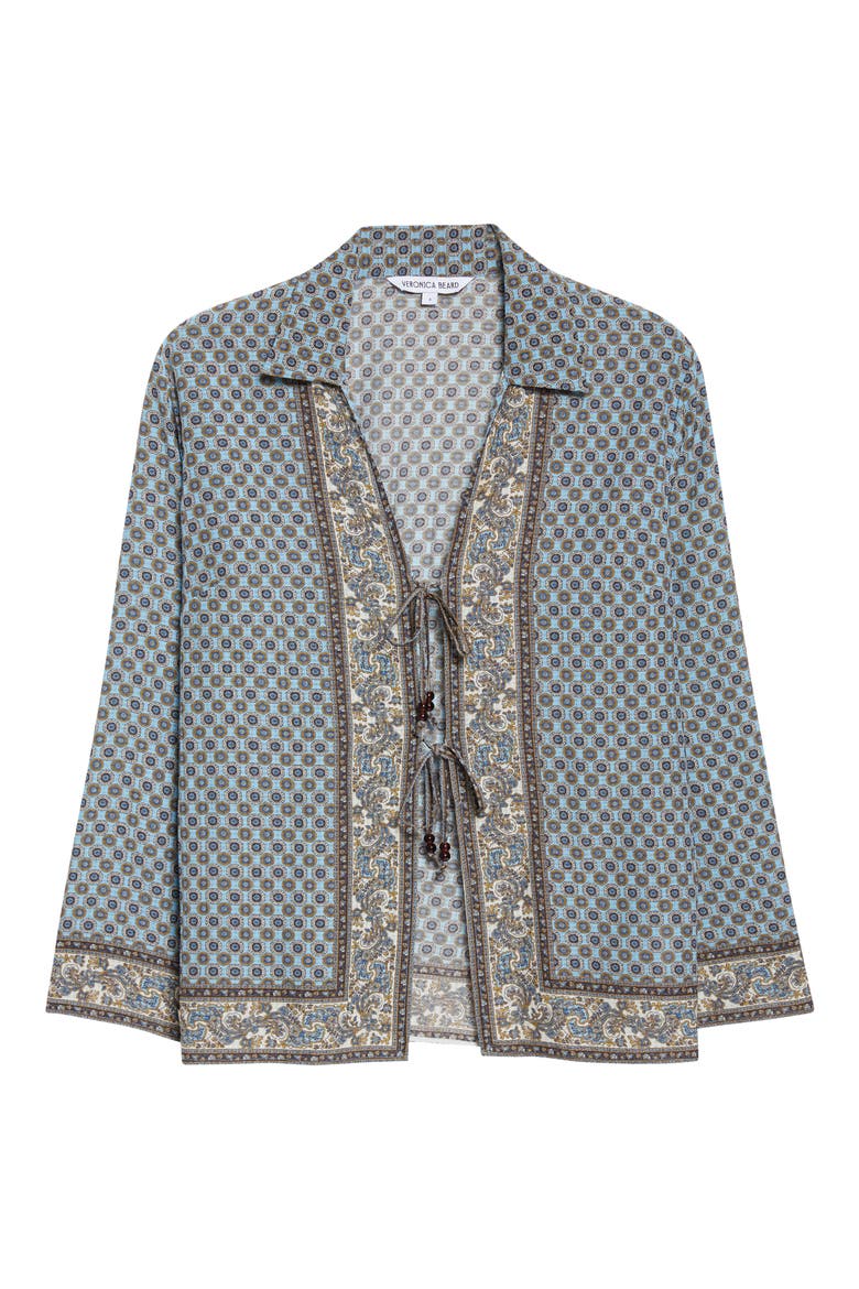 Eva Tie Front Mixed Paisley Print Top, Alternate, color, BLUE JAY MULTI