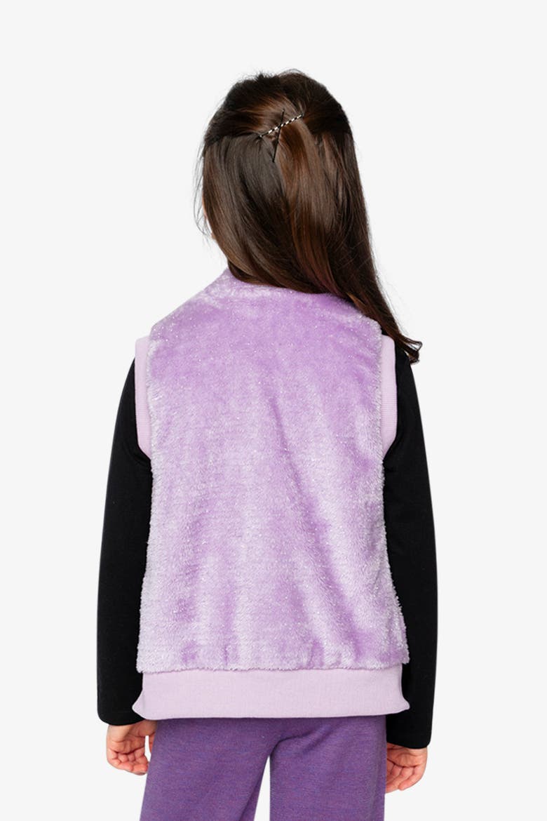 Faux Fur Zip Front Sleeveless Vest, Alternate, color, Violet