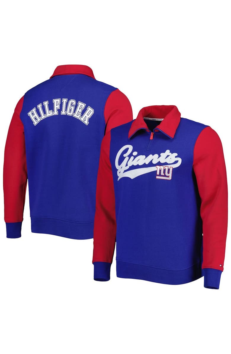 Tommy Hilfiger Men's Tommy Hilfiger Royal/Red New York Giants Aiden Quarter-Zip Sweatshirt, Main, color, Royal