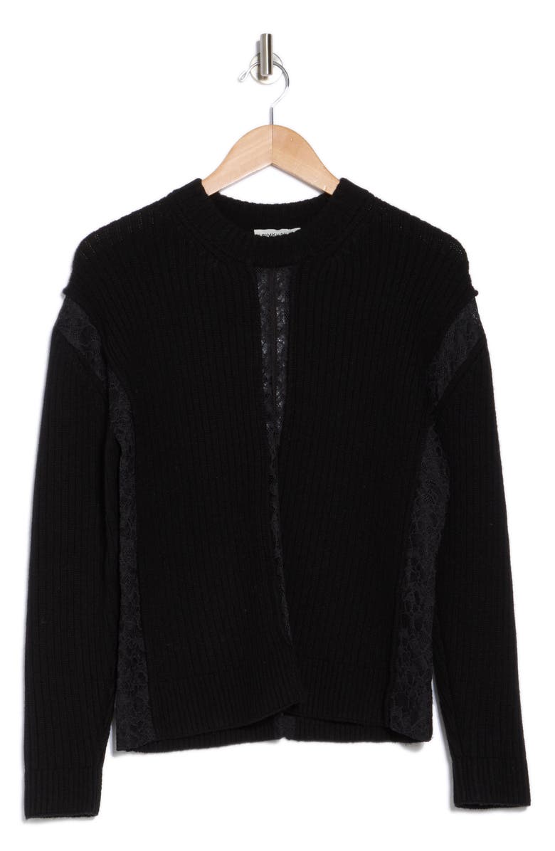 Simkhai Ruba Lace Trim Sweater, Alternate, color, Black