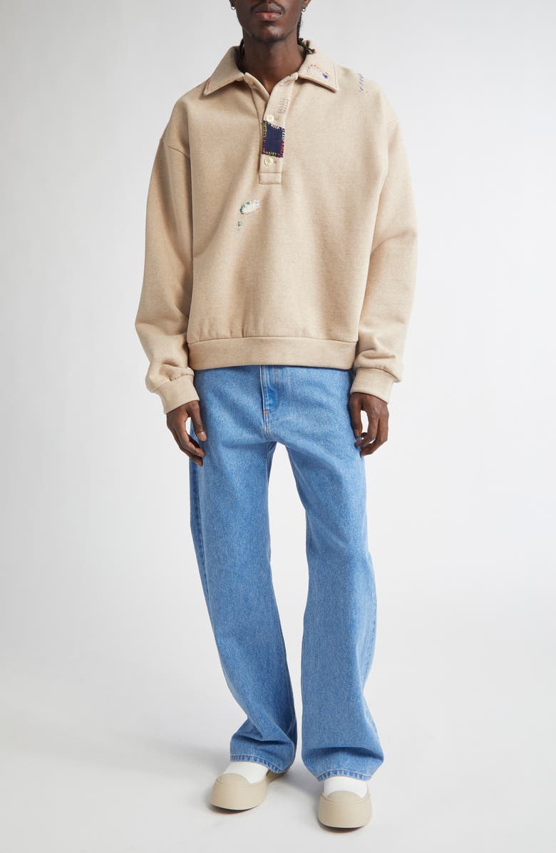 Marni Mended Polo Sweatshirt, Alternate, color,