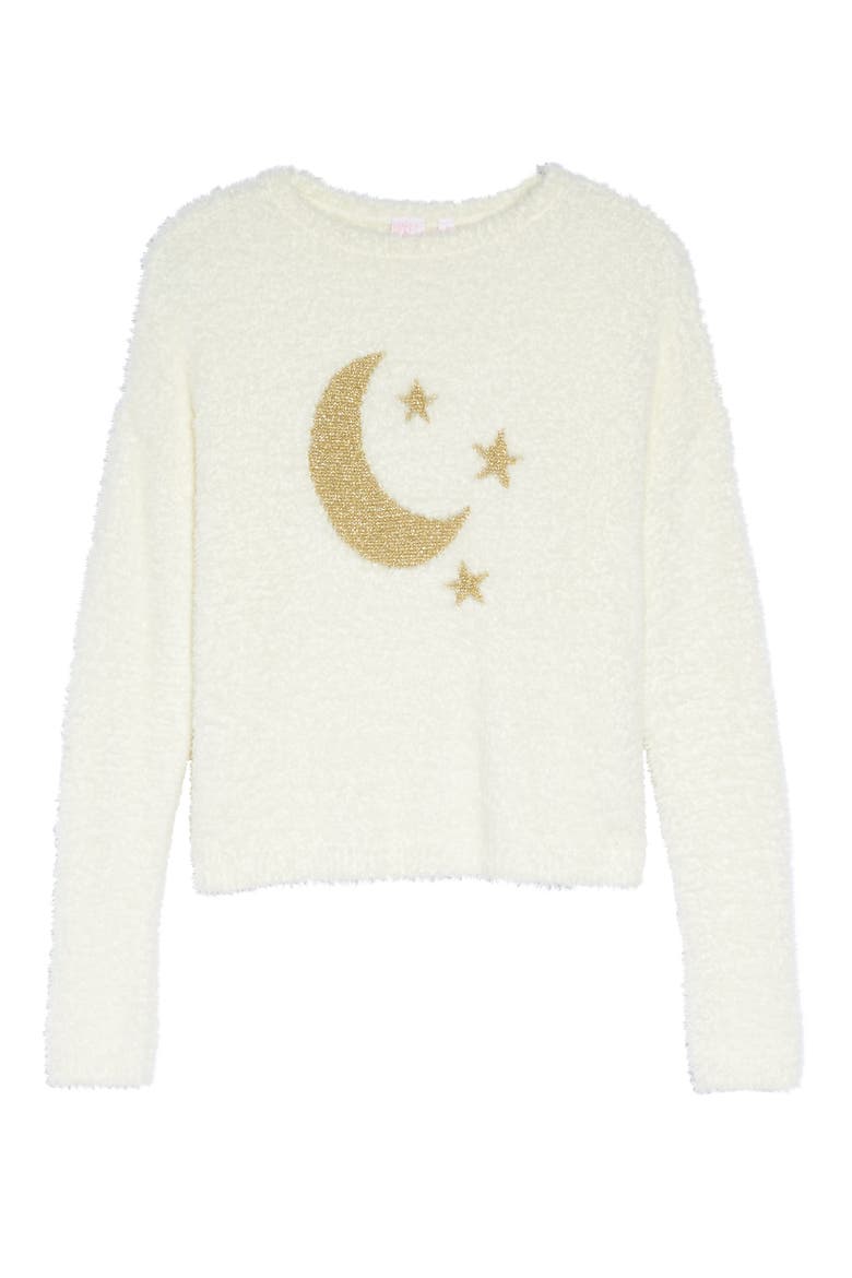 Fuzzy Sweater, Alternate, color, IVORY EGRET MOON AND STARS