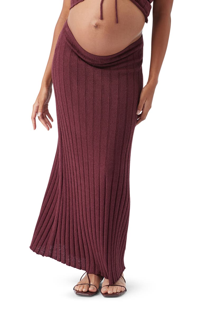 Ripe Maternity Charli Rib Knit Skirt, Main, color, Maroon