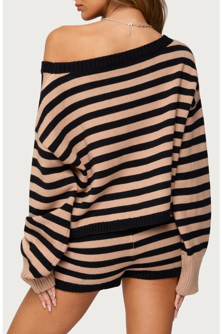 Saphi Stripe Oversize Knit Top, Alternate, color, BLACK-AND-BEIGE