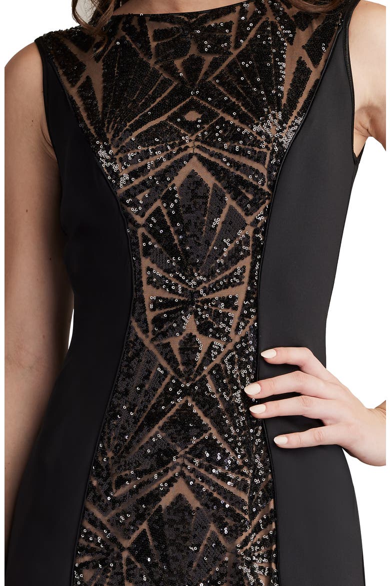 Sequin Detail Sleeveless Sheath Dress, Alternate, color, BLACK/ BEIGE