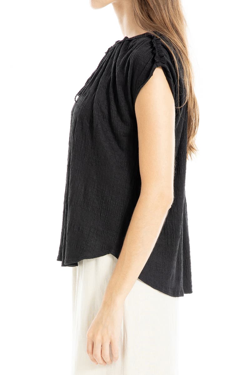 MAX STUDIO Tie Keyhole Cap Sleeve Top, Alternate, color, Black-Black