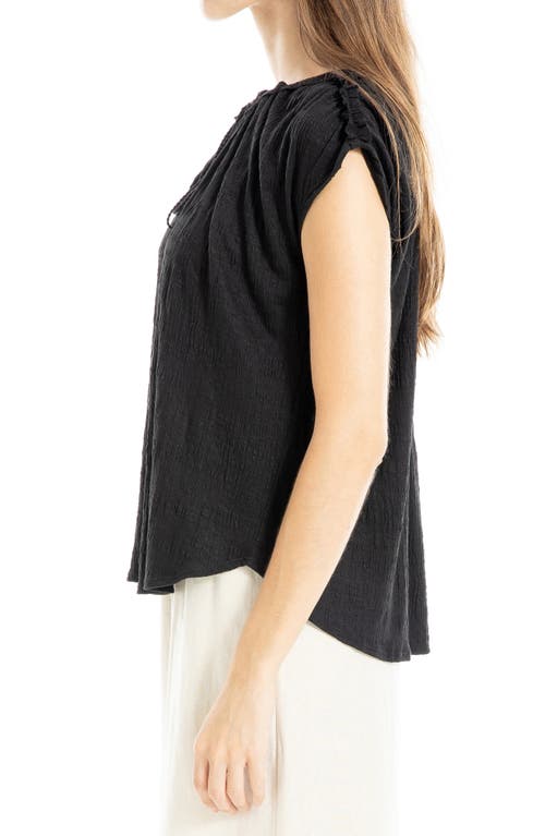 Max Studio Tie Keyhole Cap Sleeve Top In Black