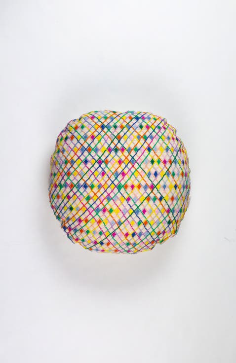 Cotzal Brocade Handwoven Cotton Circle Pillow