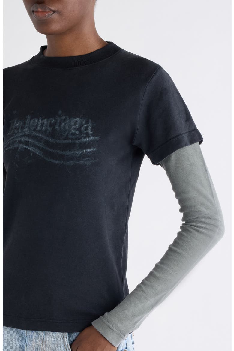 Washed Crayon Political Logo Layered T-Shirt, Alternate, color, 1055 WASHED BLACK