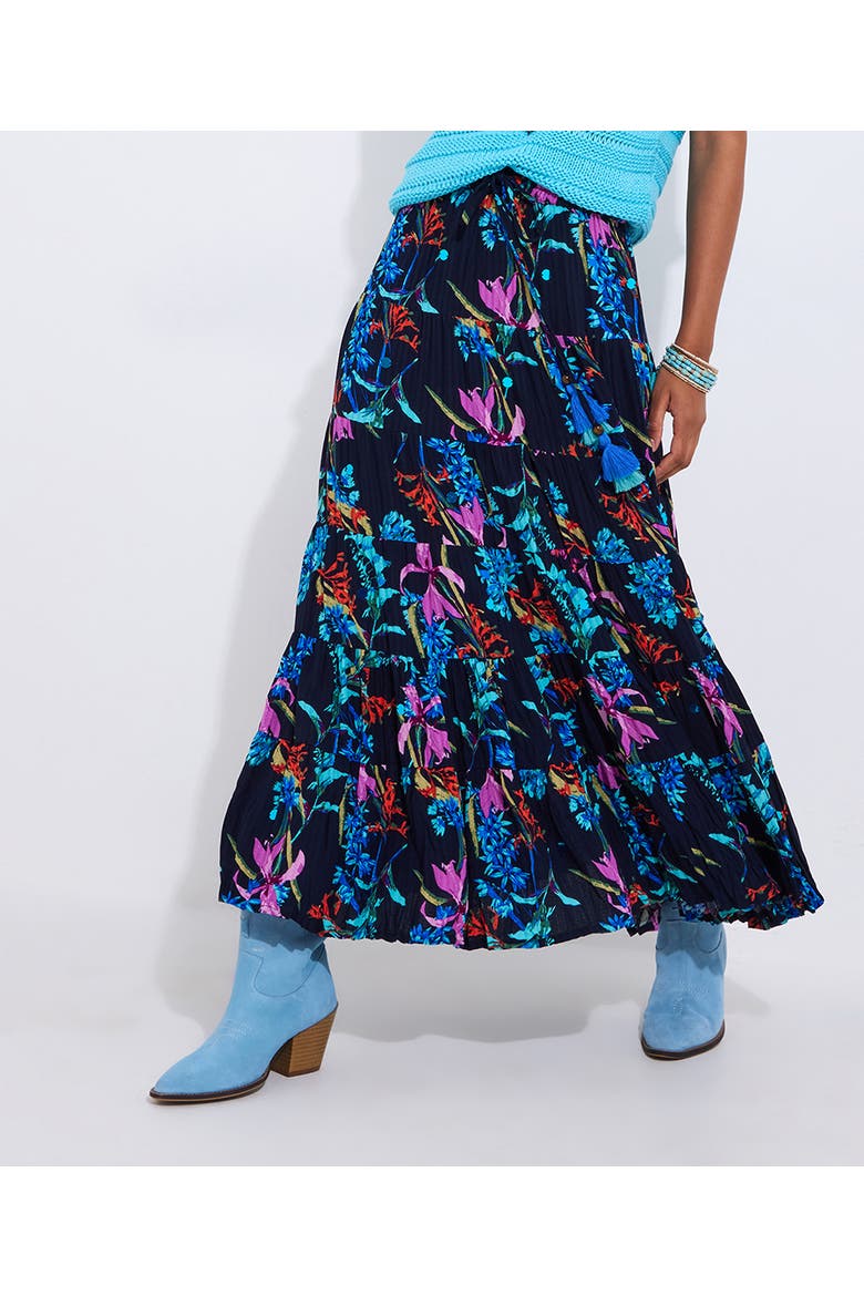 Boho Tiered Maxi Skirt, Alternate, color, FLORAL TROPICAL