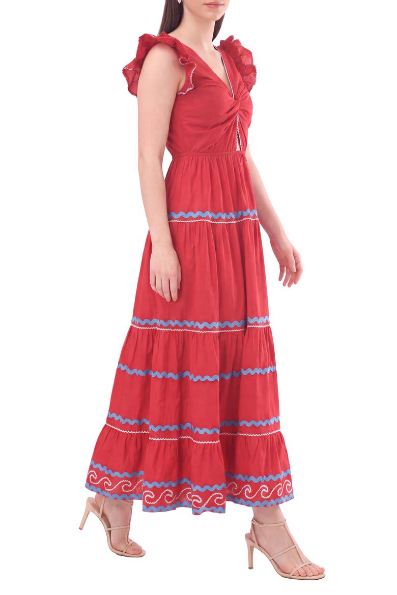 Flavian Tiered Maxi Dress, Alternate, color, RED