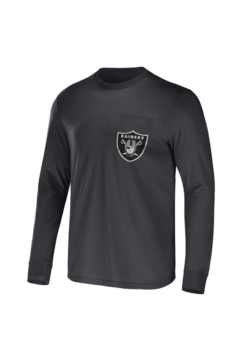 Men's NFL x Darius Rucker Collection by Fanatics Charcoal Las Vegas Raiders Team Long Sleeve Pocket T-Shirt, Alternate, color, Charcoal