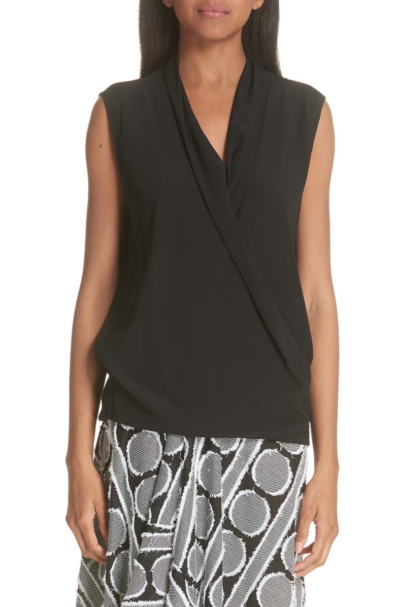 Zero + Maria Cornejo Surplice Stretch Silk Blouse, Main, color, 