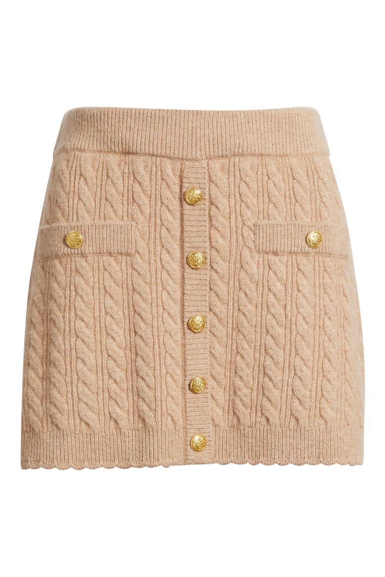 Berritt Cashmere & Wool Miniskirt, Alternate, color, CAMEL MELANGE