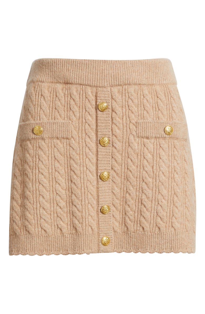 LoveShackFancy Berritt Cashmere & Wool Miniskirt, Alternate, color, Camel Melange