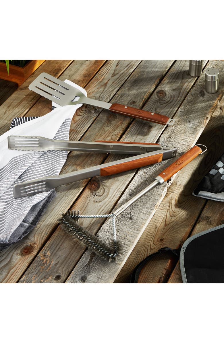 BergHOFF 3-Piece BBQ Tool Set, Alternate, color, Brown