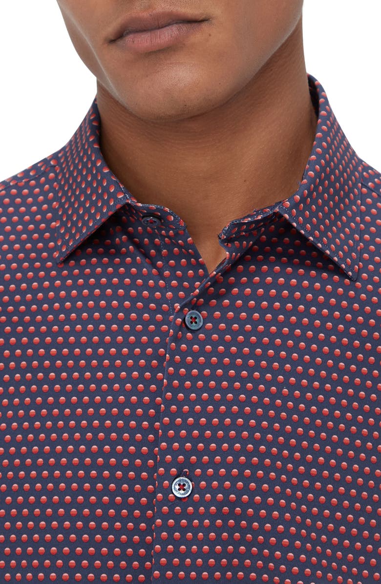 Bugatchi James OoohCotton<sup>®</sup> Dot Button-Up Shirt, Alternate, color, Ruby