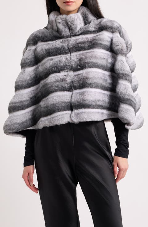 Channeled Faux Fur Capelet