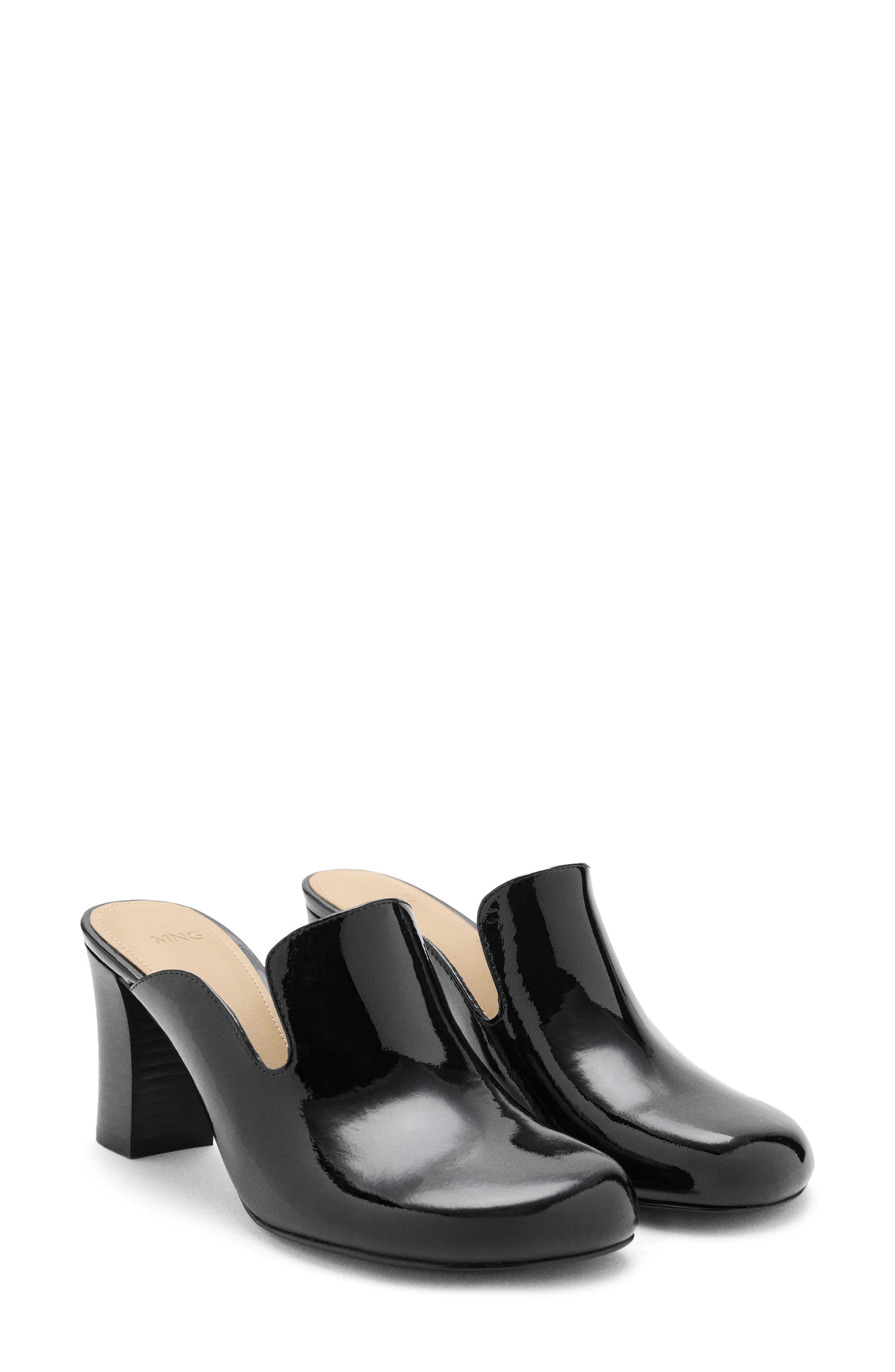 Patent Heeled Mule, Main, color, BLACK