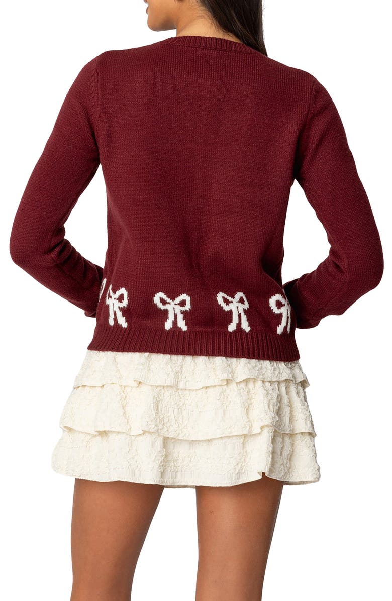 EDIKTED Rona Intarsia Bow Cardigan, Alternate, color,