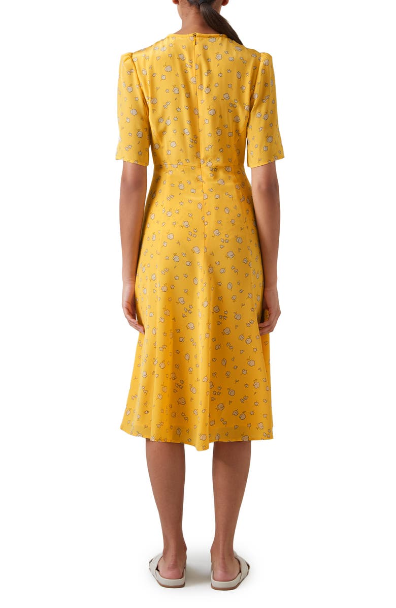 LK Bennett Montana A-Line Silk Dress, Alternate, color, Yellow