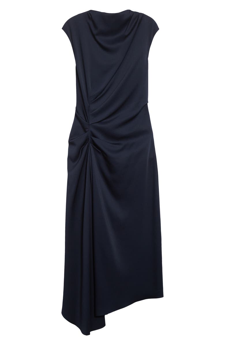 Michael Kors Collection Cowl Neck Satin Cinch Dress, Alternate, color, Midnight