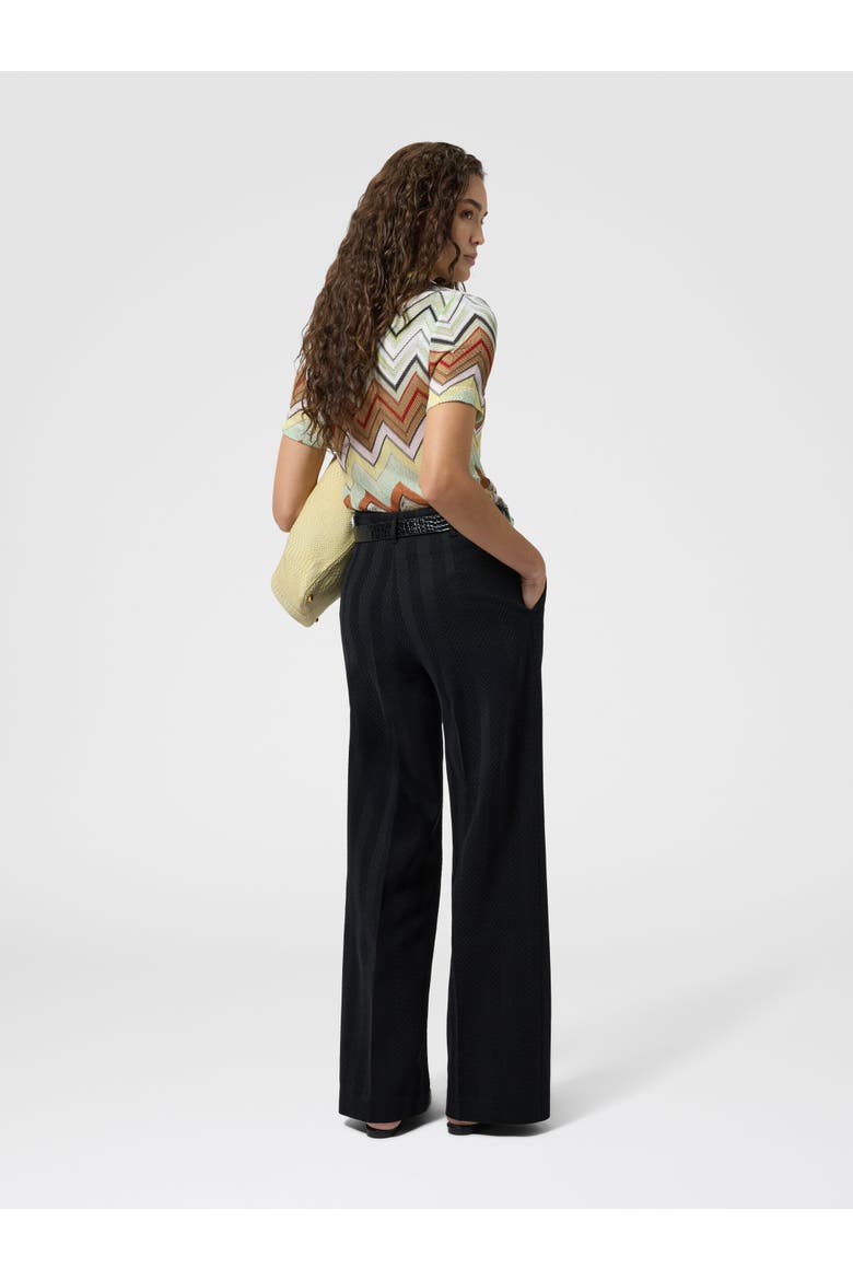 Classic Trousers In Cotton And Viscose Tone-on-tone Zig Zag, Alternate, color, Black