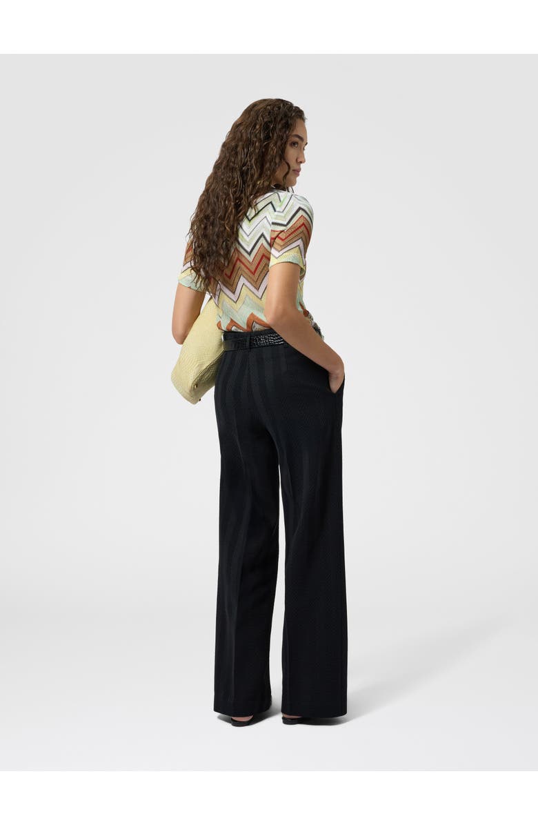 Missoni Classic Trousers In Cotton And Viscose Tone-on-tone Zig Zag, Alternate, color, Black