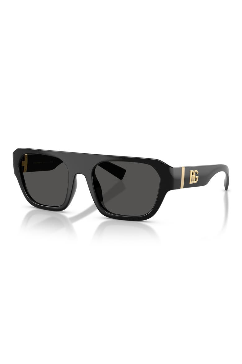 54mm Square Sunglasses, Alternate, color, BLACK / DARK GREY