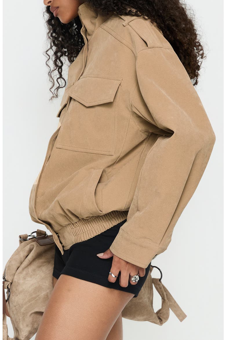 Double Life Funnel Neck Cargo Jacket, Alternate, color, BEIGE