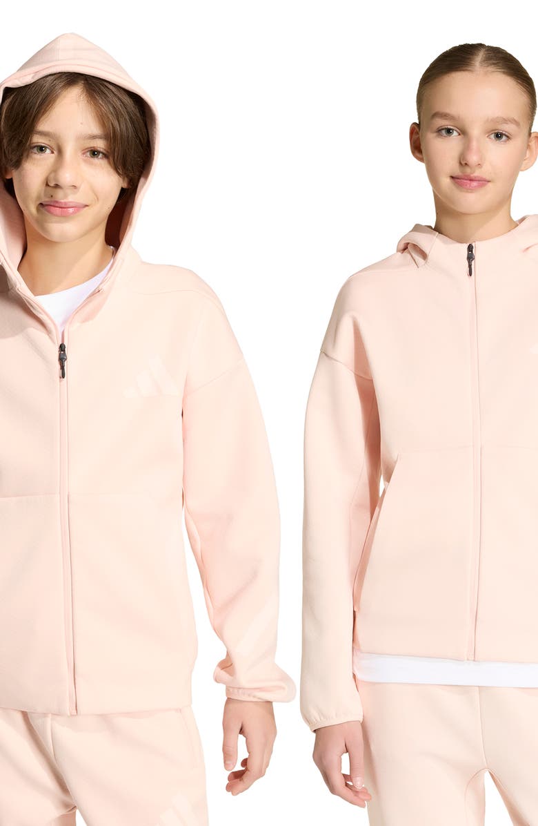 adidas Originals Kids' Z.N.E. Zip Hoodie, Alternate, color, Blush Pink/ Pink Tint