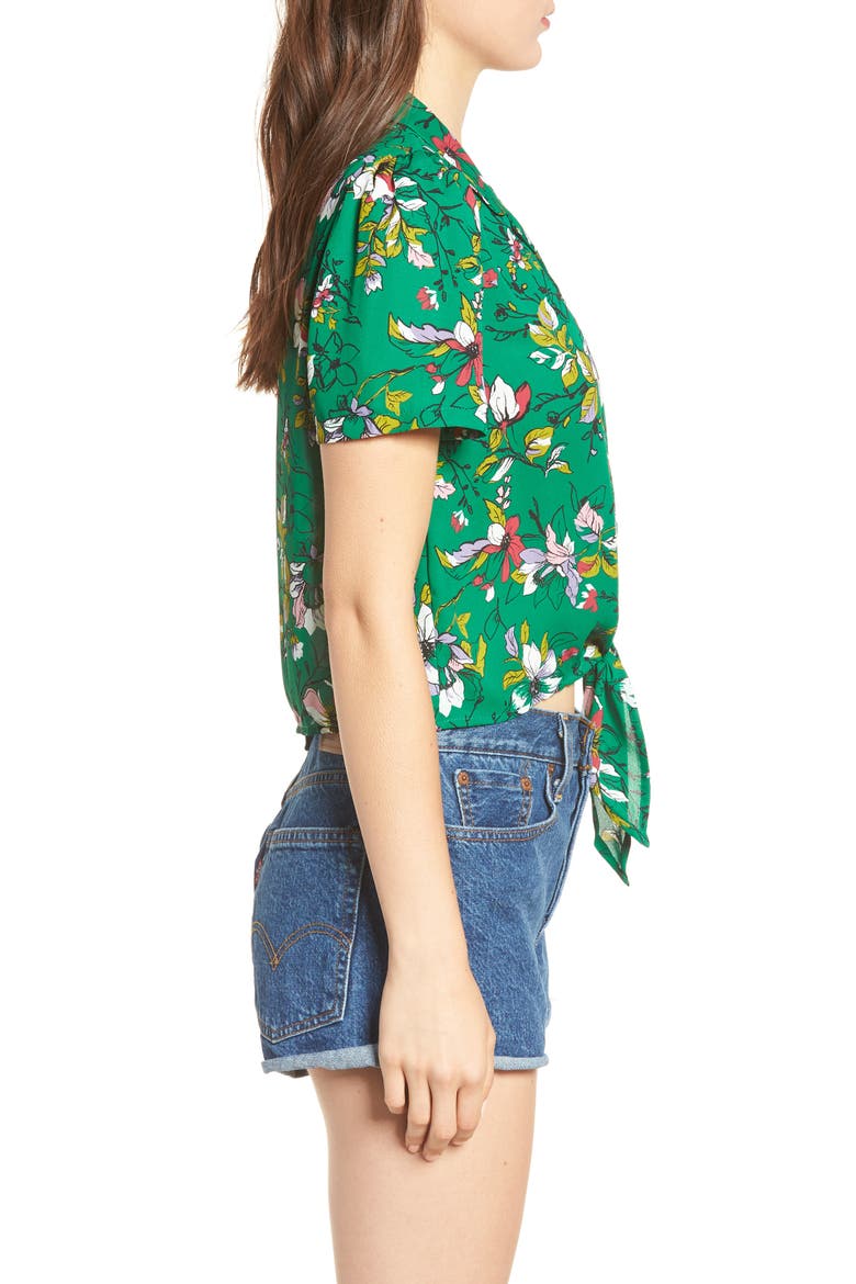 Tie Front Camp Shirt, Alternate, color, GREEN FLORAL