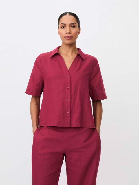 Mairyssa Smock Back Linen Shirt