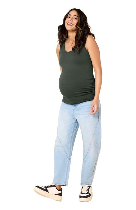 Scoop Neck Side-Ruched Maternity Tank Top