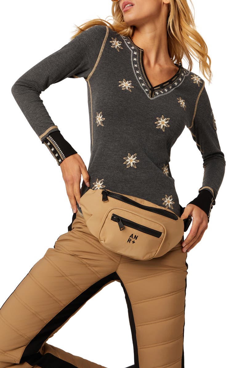 Alp N Rock Natasha Organic Cotton Blend Henley, Alternate, color, Heather Black/ Grey