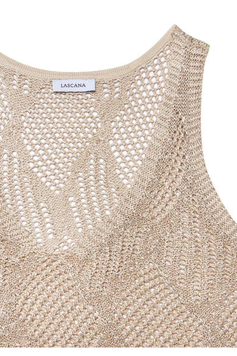 Crochet Open Work Tank Top, Alternate, color, Beige Gold