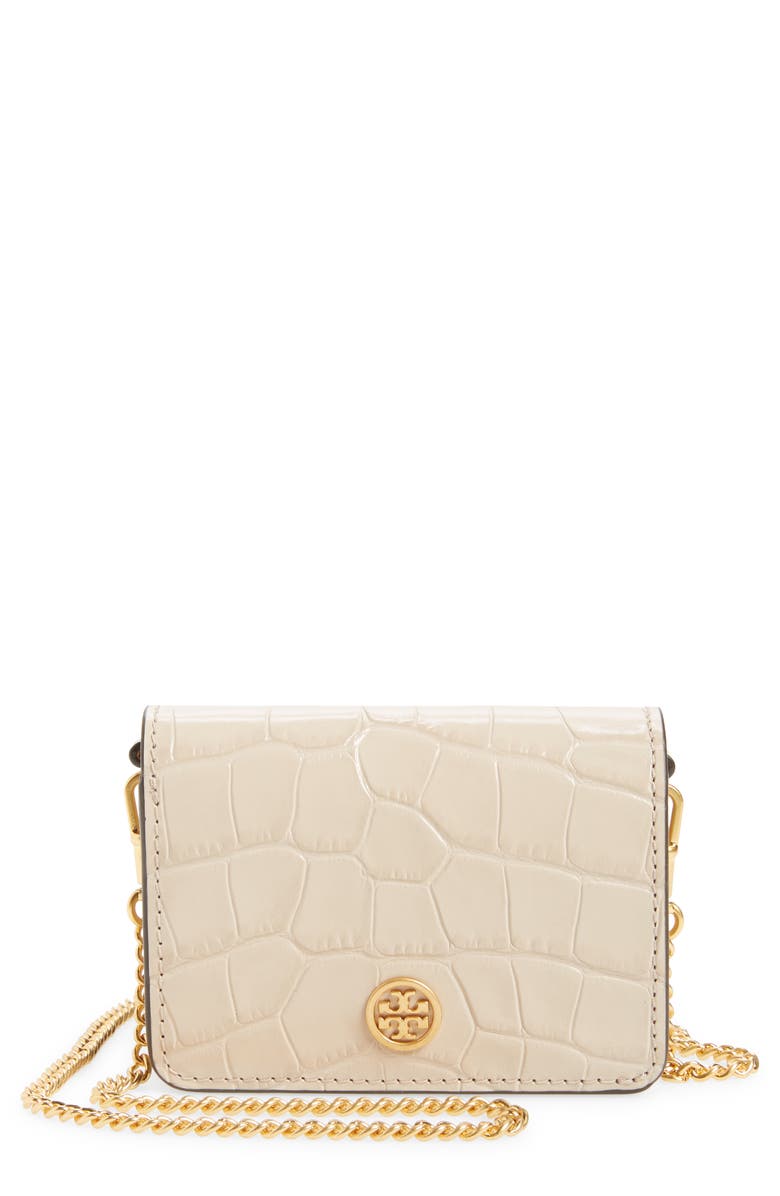 Tory Burch Nano Walker Leather Wallet on a Chain, Main, color, 