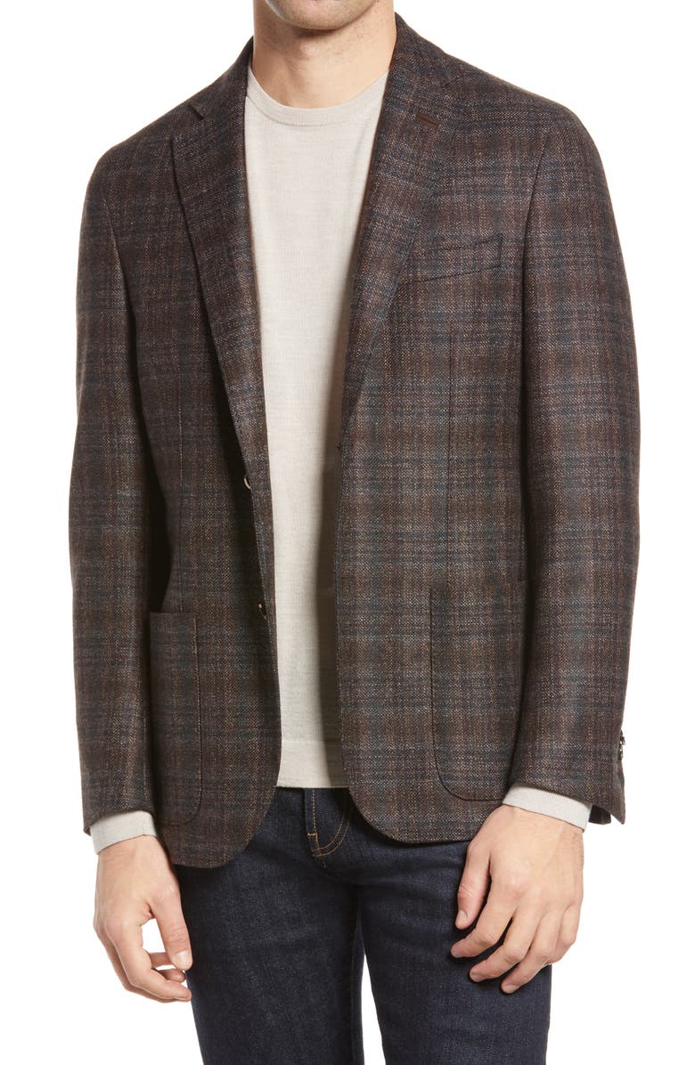 Corneliani Men's ID Plaid Virgin Wool Car Coat, Alternate, color,
