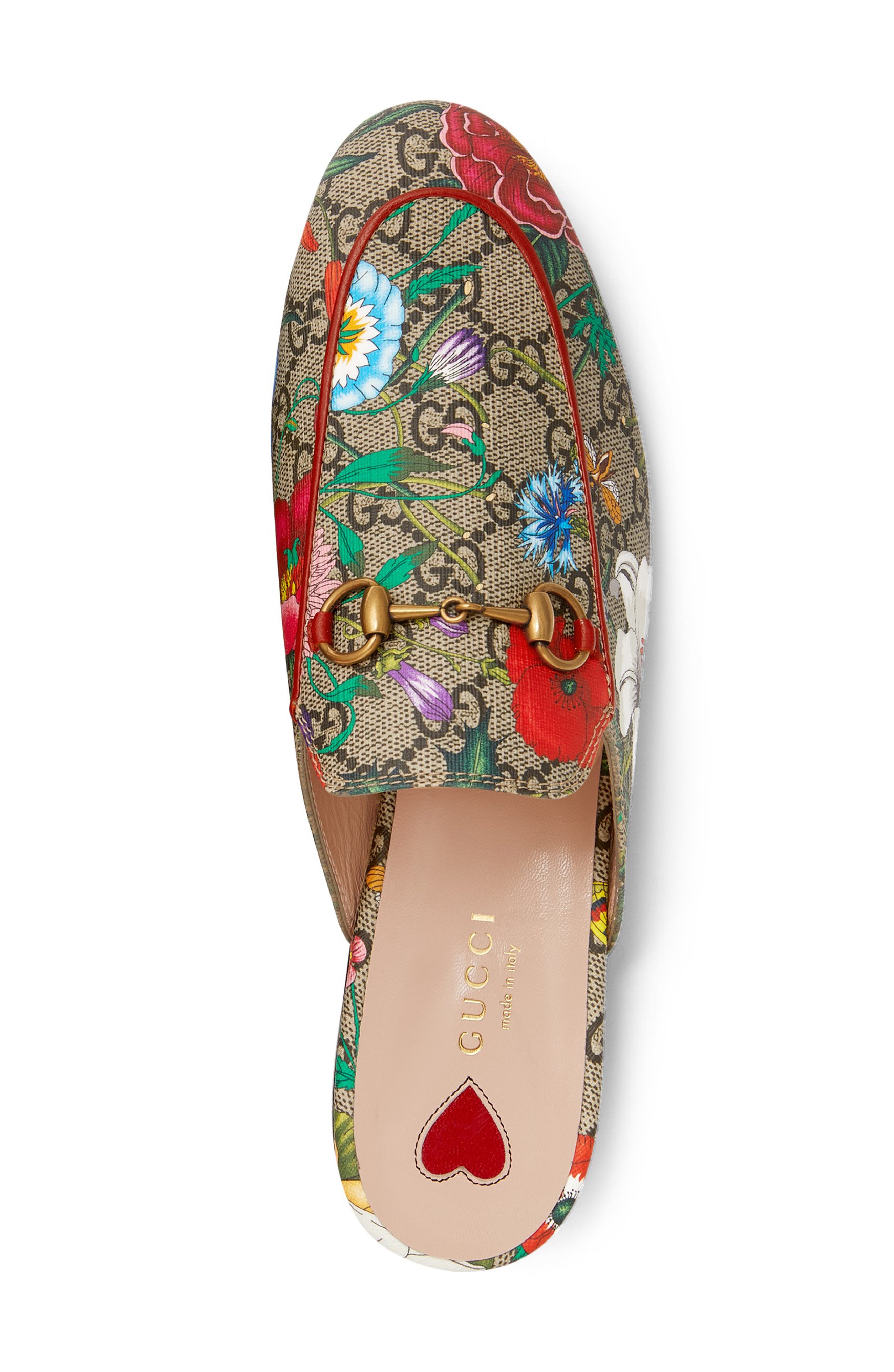 Gucci Princetown Floral GG Supreme Loafer Mule, Alternate, color, 