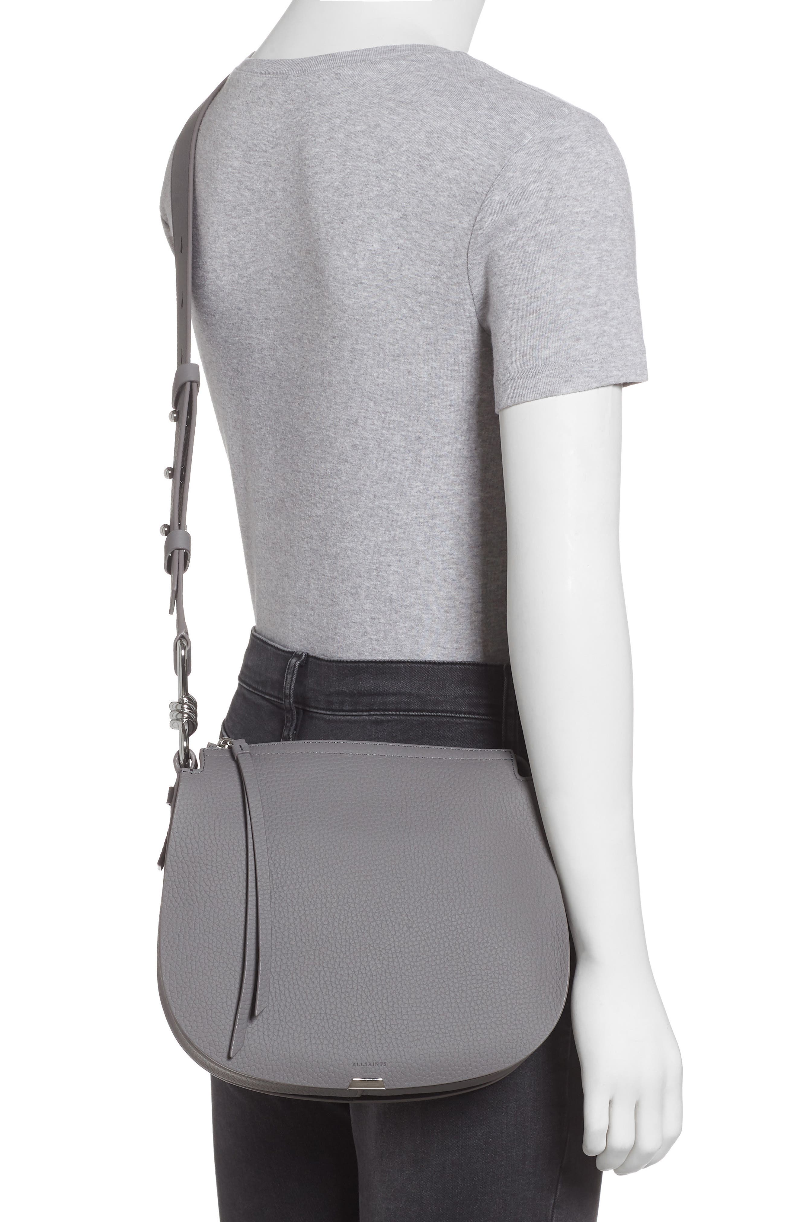 Captain Round Leather Crossbody Bag, Alternate, color, MIST GREY