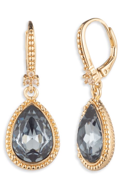 Beauty in Blue Teardrop Crystal Drop Earrings