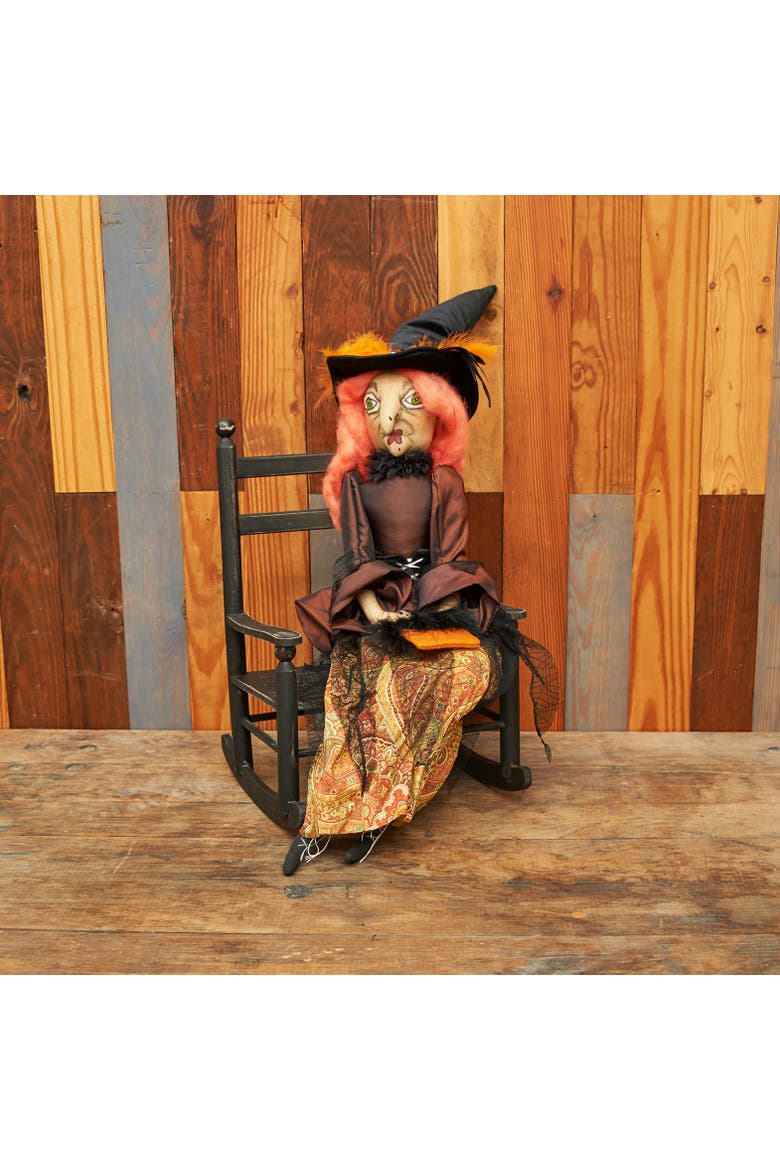 Elfreda Witch Halloween Joe Spencer Gathered Traditions Figurine, Alternate, color, Brown