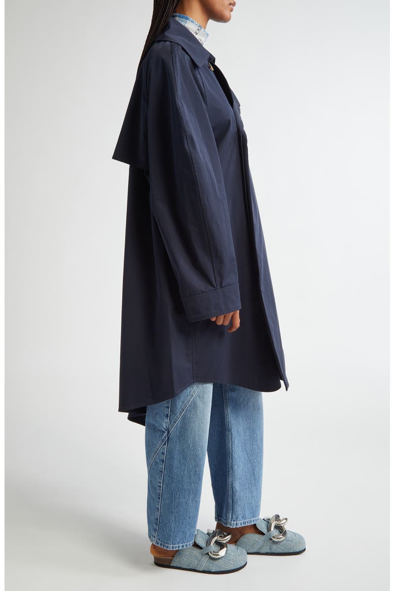 Asymmetric Cotton Twill Cape Trench Coat, Alternate, color, BRIGHT NAVY